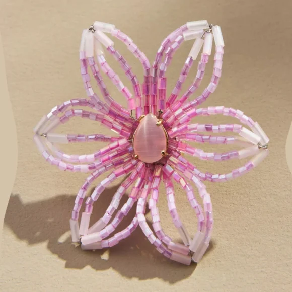 Anthropologie Small Beaded Post Earrings in Pink - Picture 2 of 5